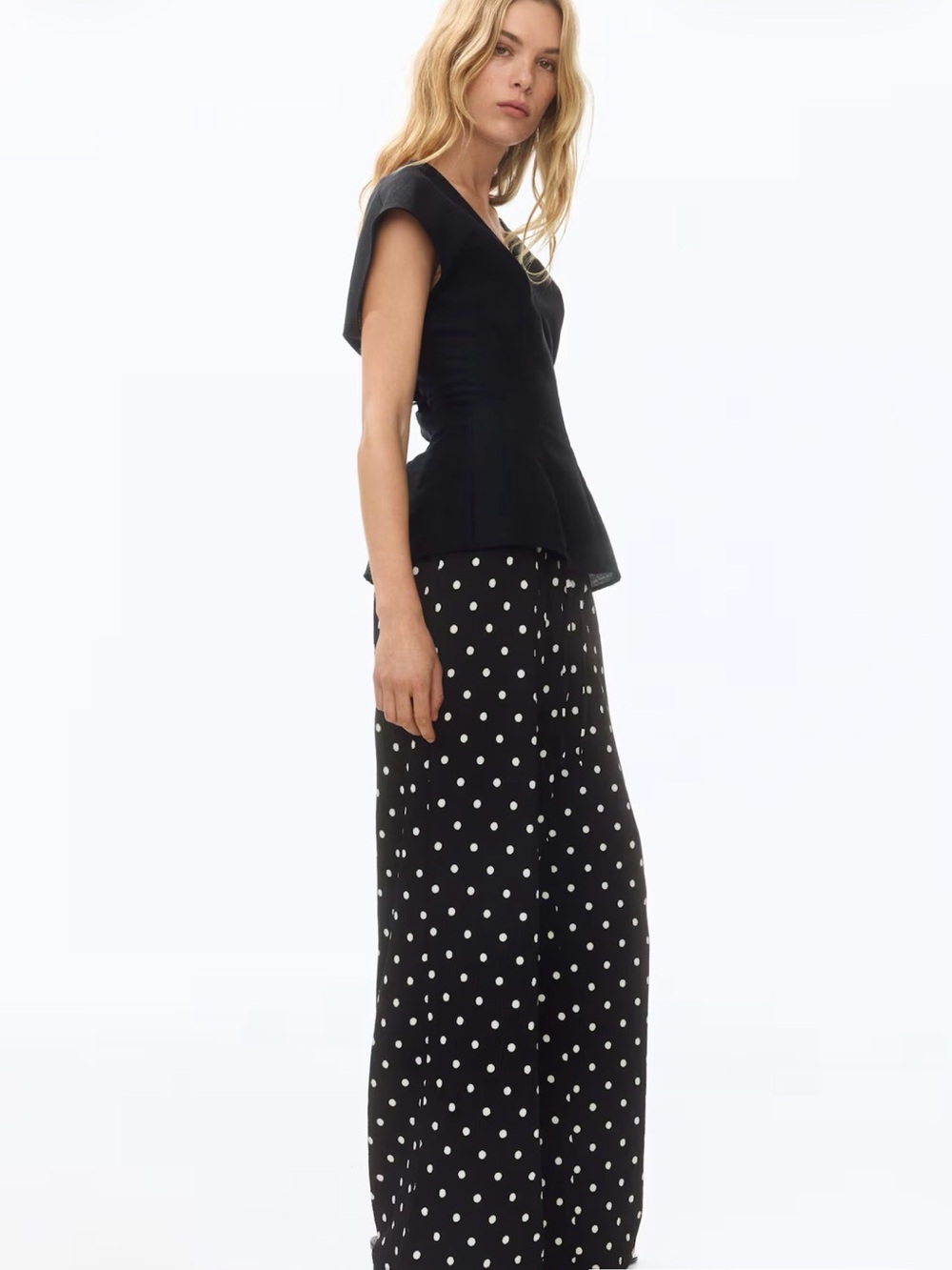 H&M Black pants with White Polka Dots